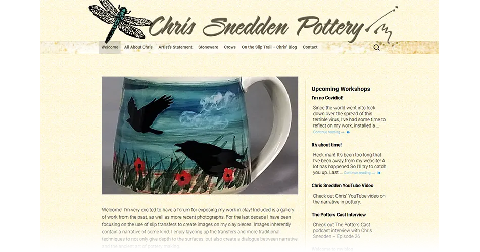 Chris Snedden Pottery website